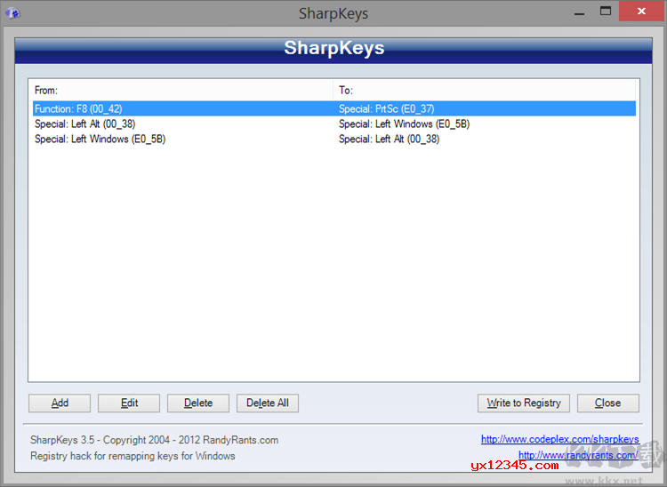 Sharpkeys(鍵盤按鍵修改器)