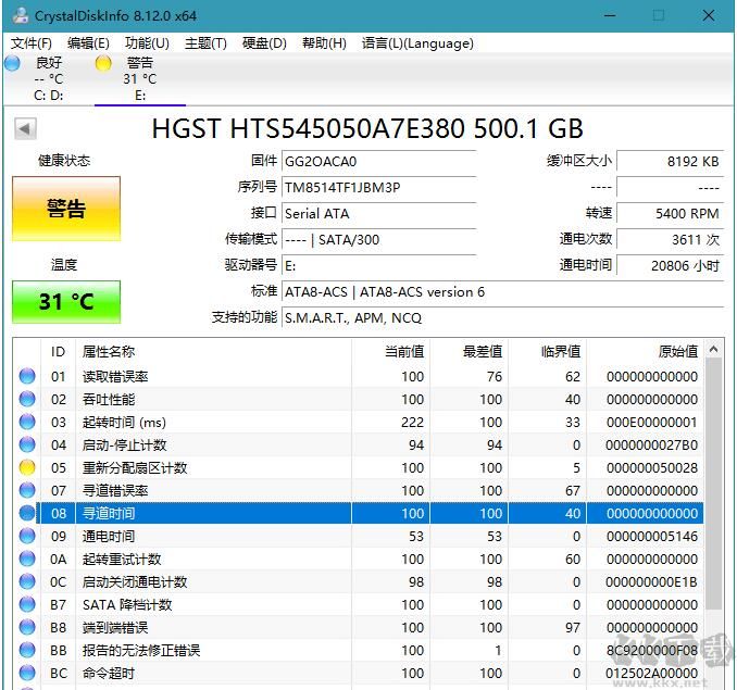硬盤檢測軟件(CrystalDiskInfo)