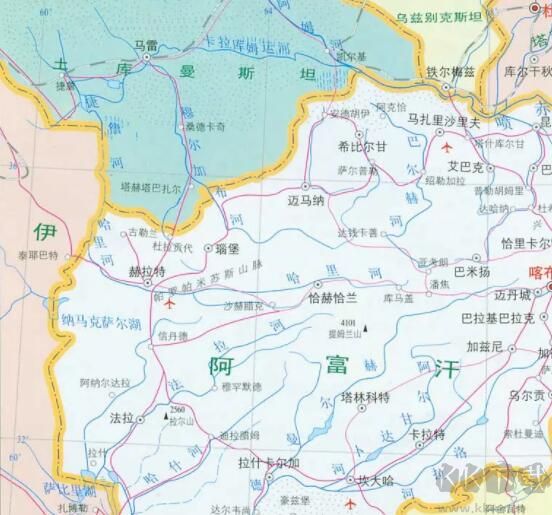 阿富汗地圖中文高清版