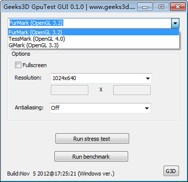Geeks3D GpuTest GUI漢化綠色版