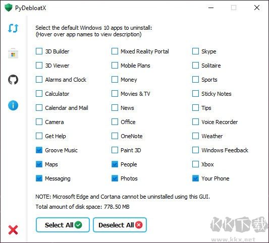 pydebloatx(卸載win10默認(rèn)應(yīng)用)
