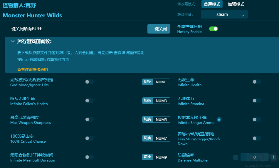 怪物獵人：荒野五十七項(xiàng)修改器